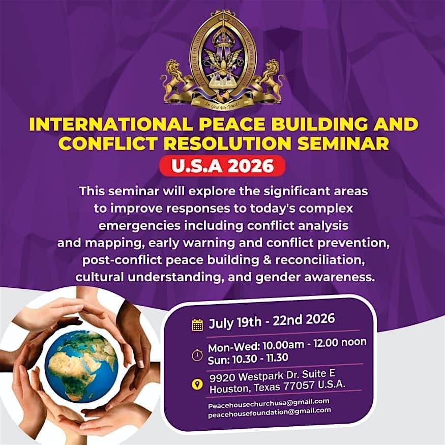 International Peace Building & Conflict Resolution Seminar USA 2026