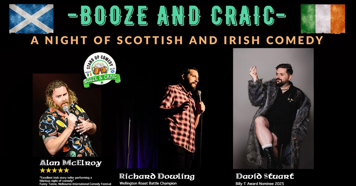 Booze & Craic! A Night of Irish & Scottish Comedy in Mapua