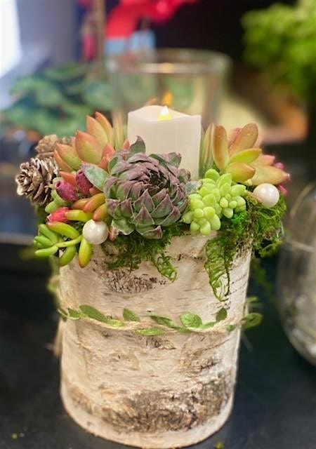 Birch Candle Holder Succulent Workshop