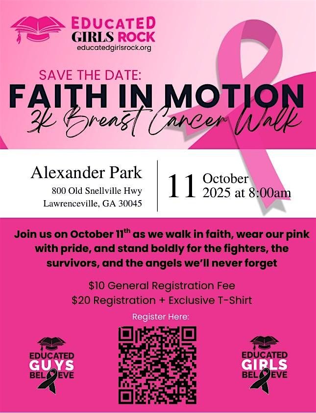 Faith in Motion: Educated 3K for Breast Cancer Awareness Walk