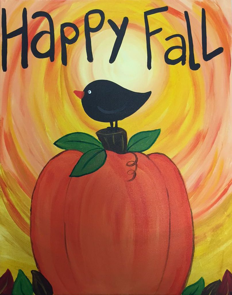 $25 Thursday Happy Fall Paint & Sip Canvas Class