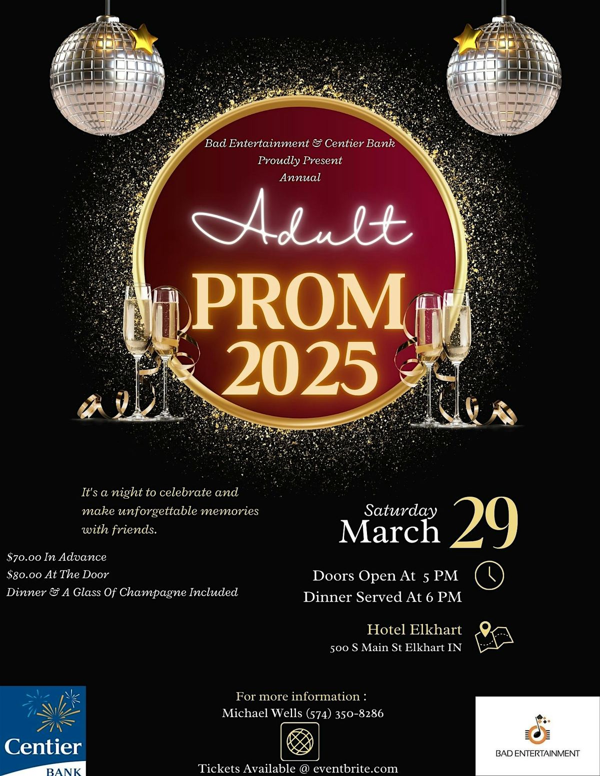 Bad Entertainment & Centier Bank Presents Annual  Adult Prom 2025