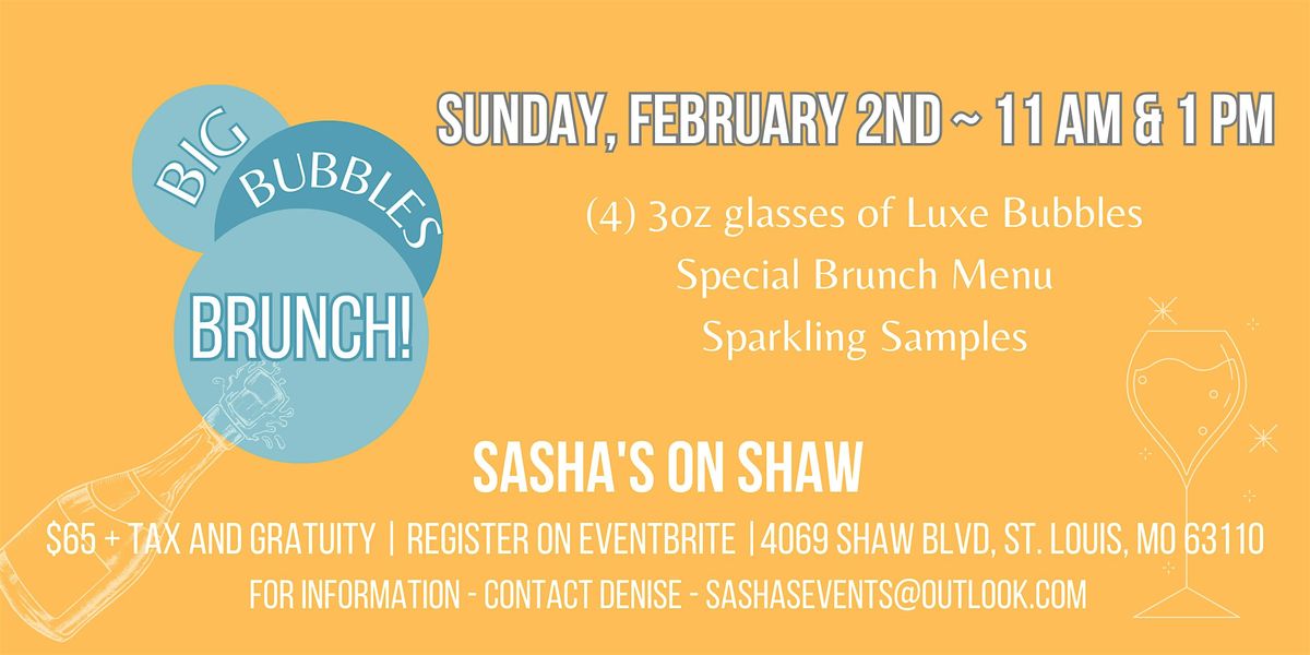 Big Bubbles Brunch @ Sasha's Wine Bar on Shaw (Champagne Brunch!) $65