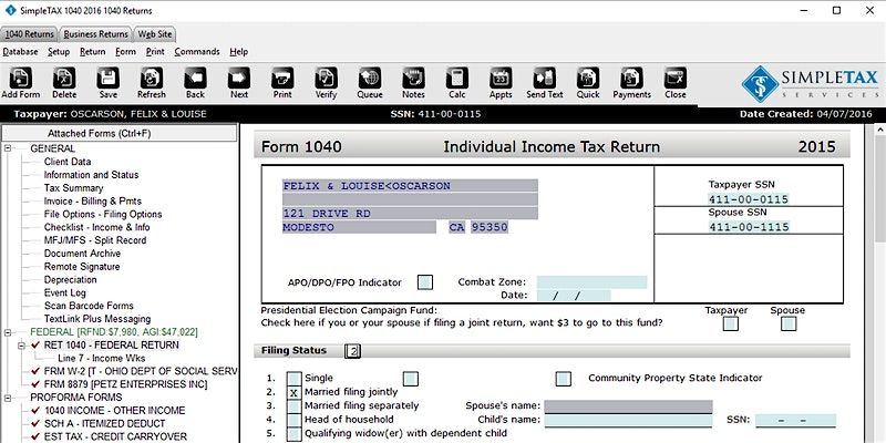 Simple Tax 1040 Software Training