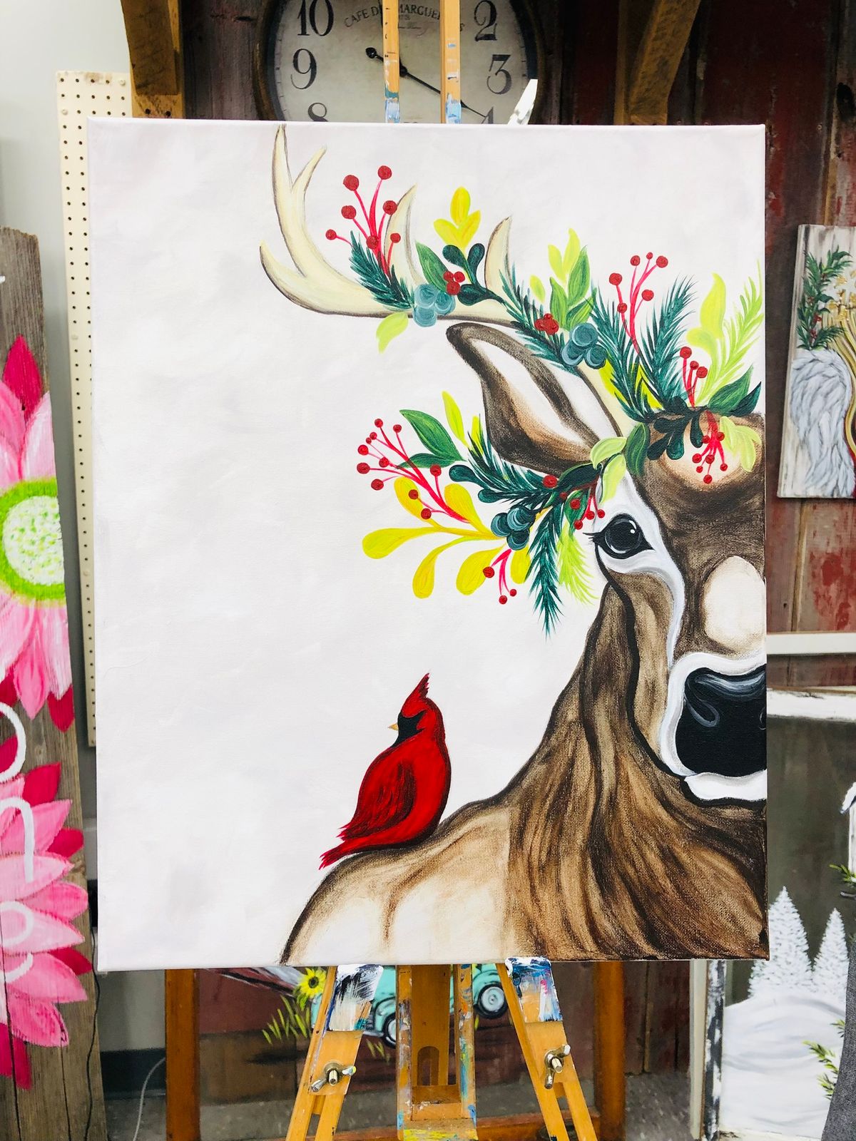 Cardinal & Deer Paint & Sip