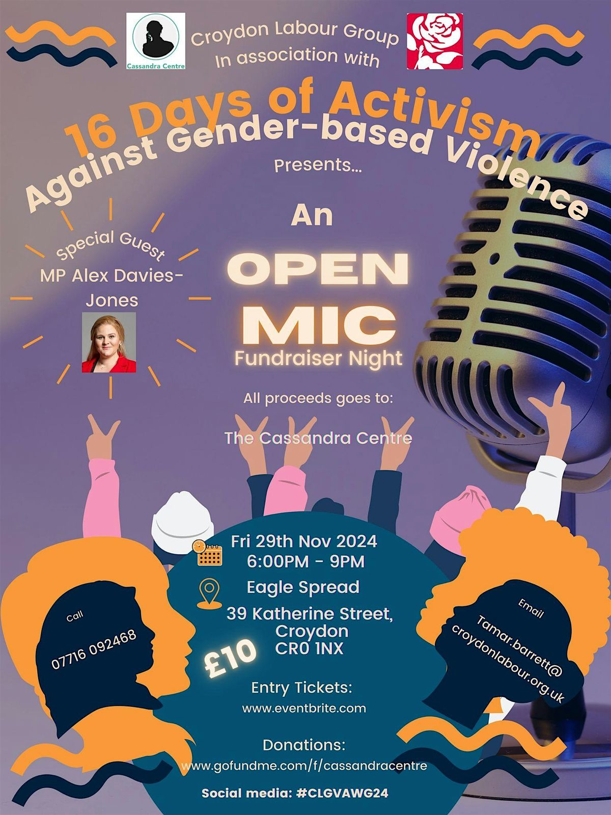 A VAWG 'Open-Mic Fundraiser Night' with MP Alex Davies-Jones