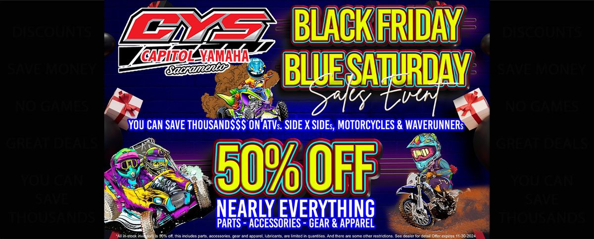 50% OFF BLACK FRIDAY BLUE SATURDAY SALES EVENT