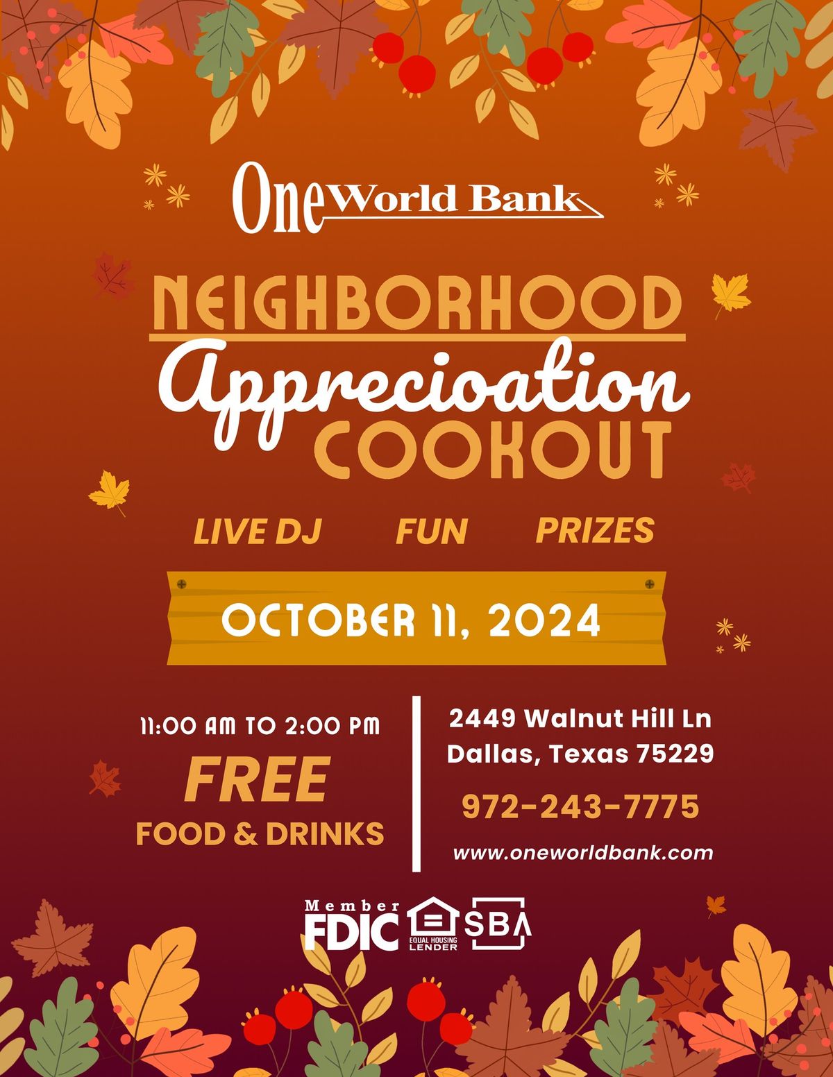 One World Bank Neighborhood Appreciation Cookout