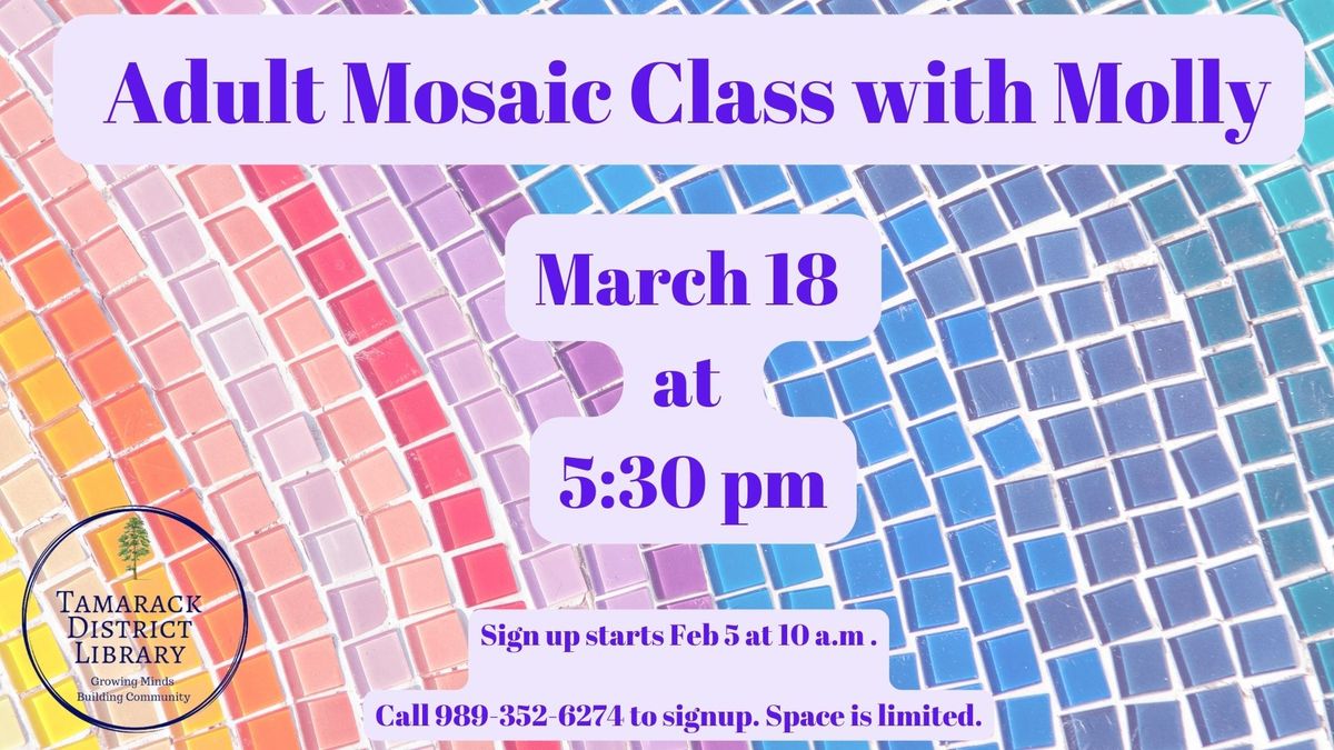 ADULT MOSAIC CLASS WITH MOLLY NO RSVP UNTIL 2-5-25 AT 10 AM