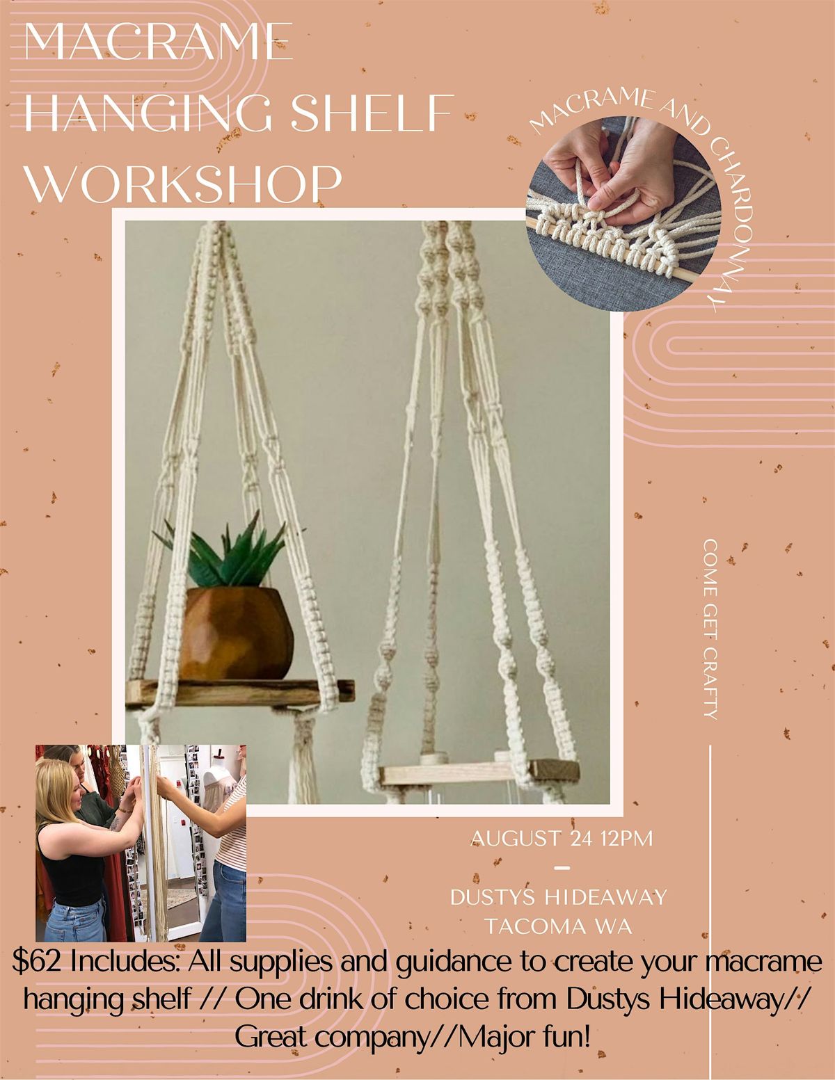 Macrame hanging shelf workshop