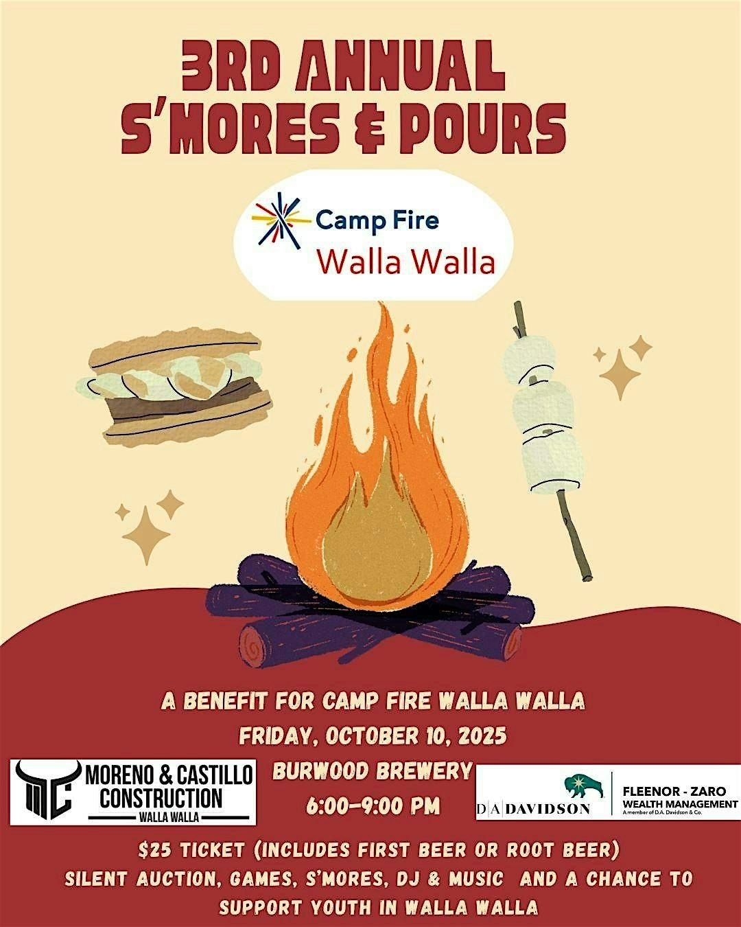 3rd Annual Camp Fire S'mores & Pours