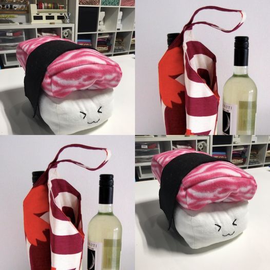 Sew Together: Wine Bottle Bag (adults) and Sushi plushie (kids)