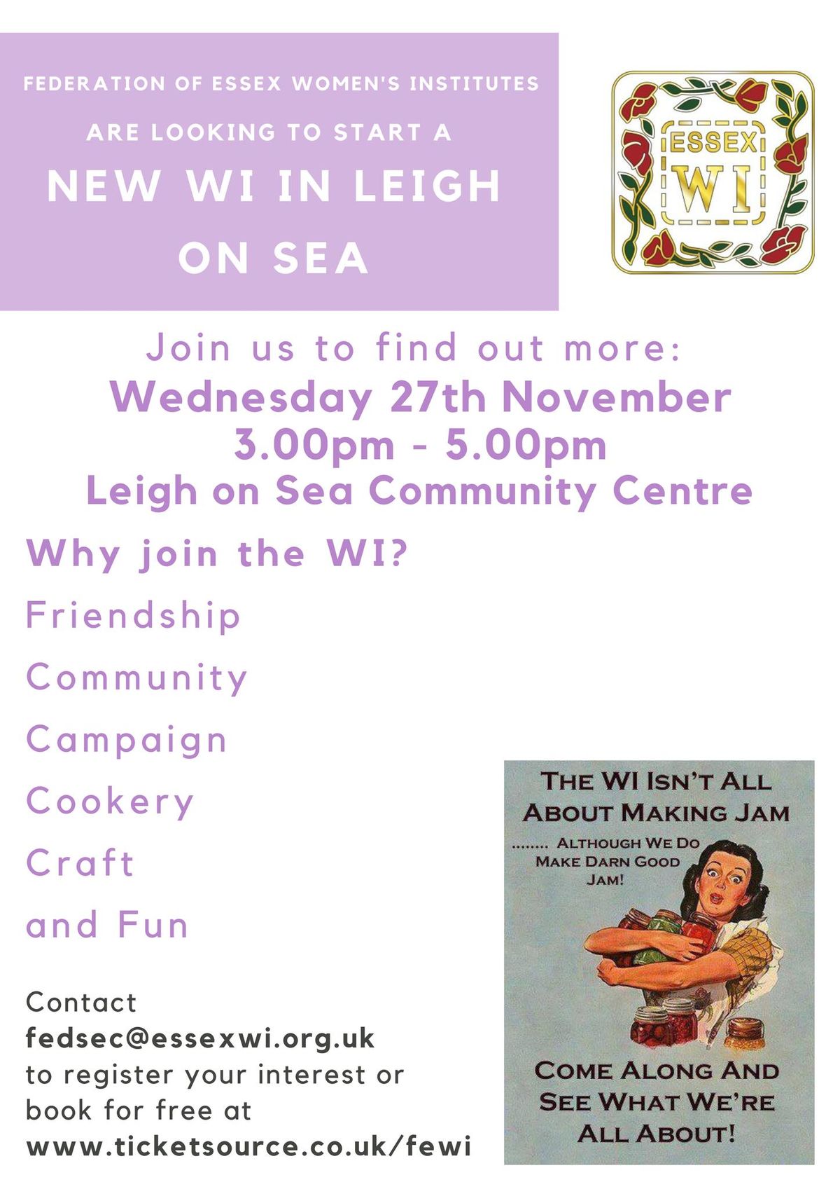 New WI Exploratory Meeting - Leigh on Sea Wednesday Afternoon