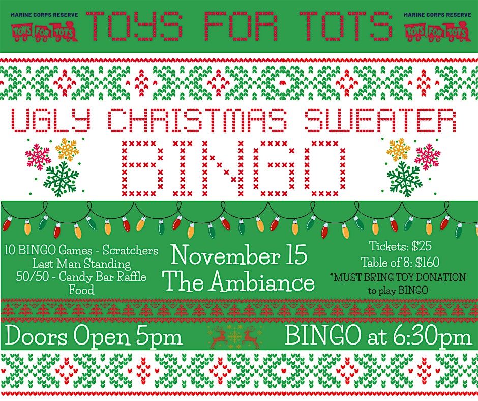 Ugly Christmas Sweater BINGO for Marine Corps Toys for Tots