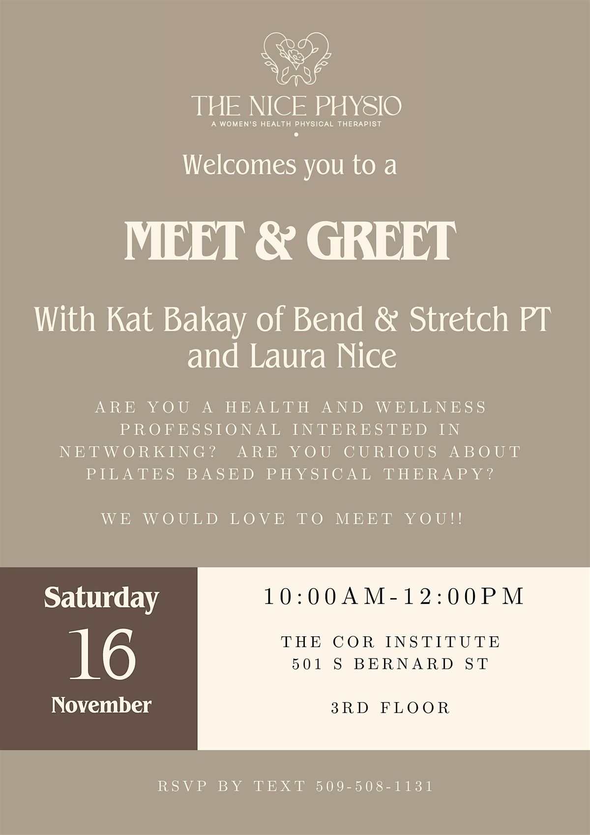 Meet and Greet  Kat and Laura, physical therapists and Pilates instructors