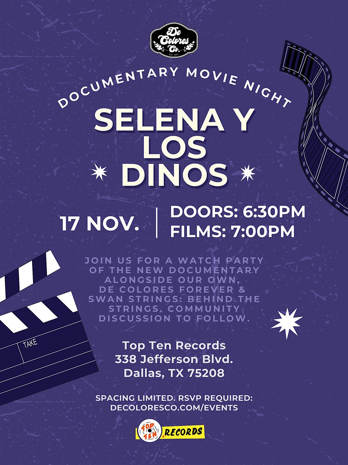 De Colores Presents:  Selena Y Los Dinos Documentary Movie Night