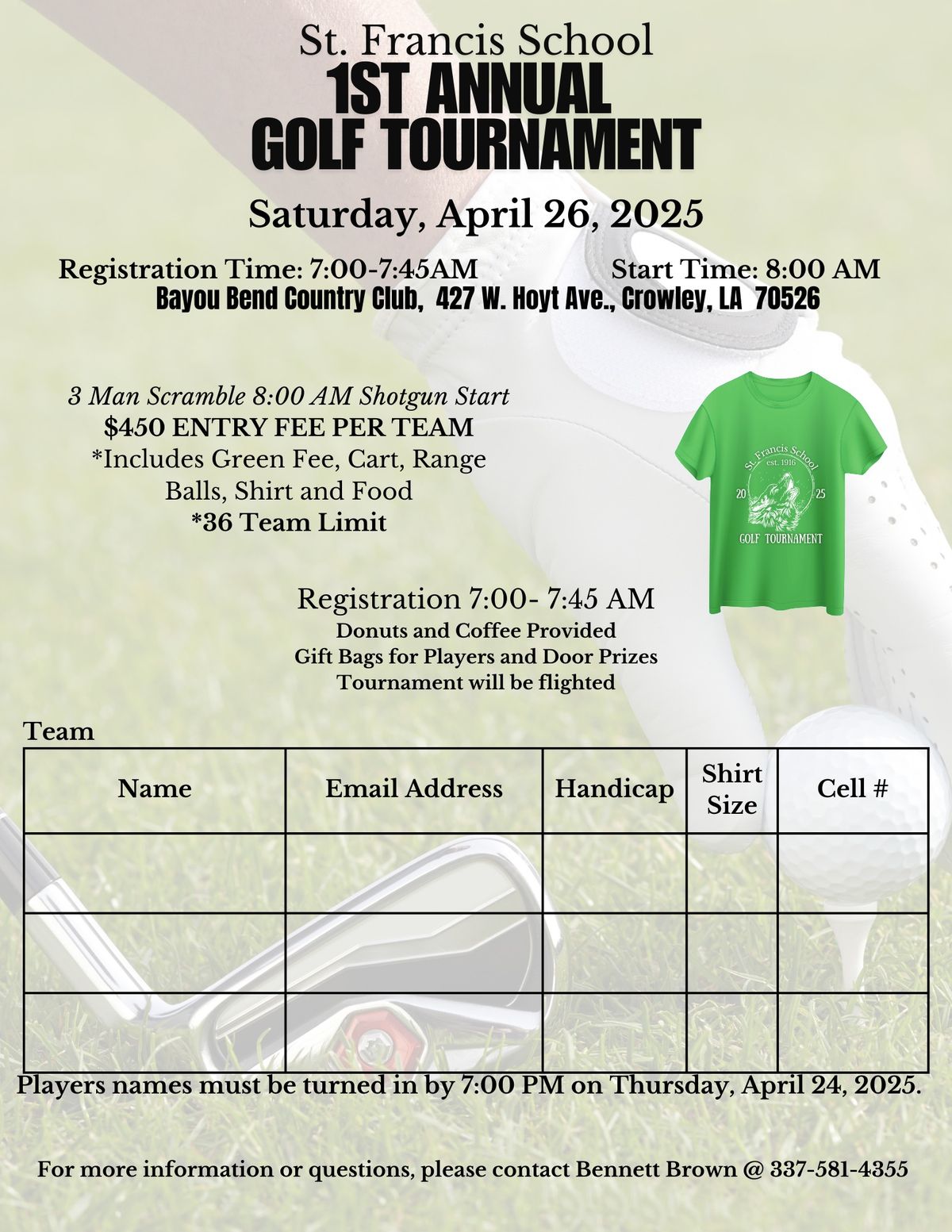 St. Francis School 1st Annual Golf Tournament