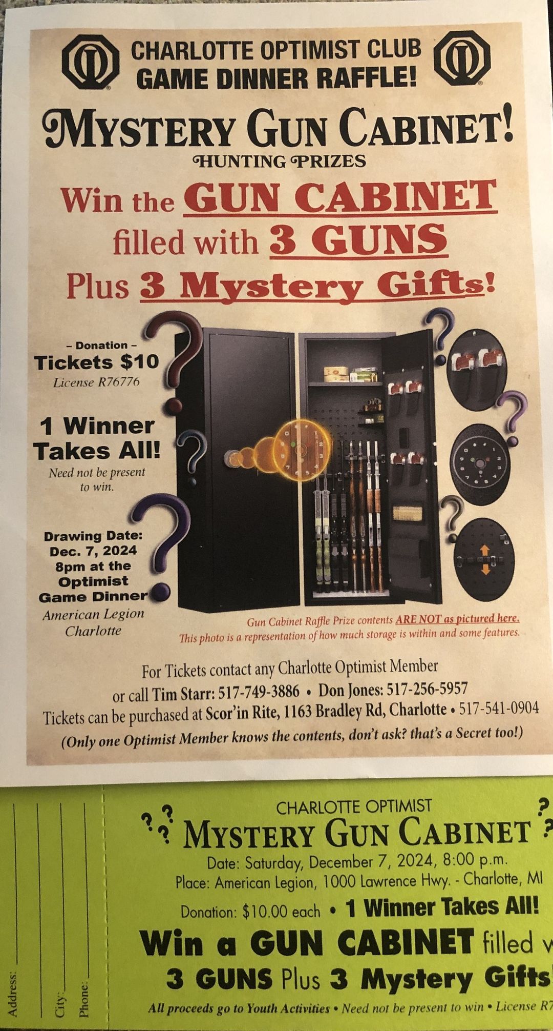 Charlotte Optimist Club Game Dinner Raffle