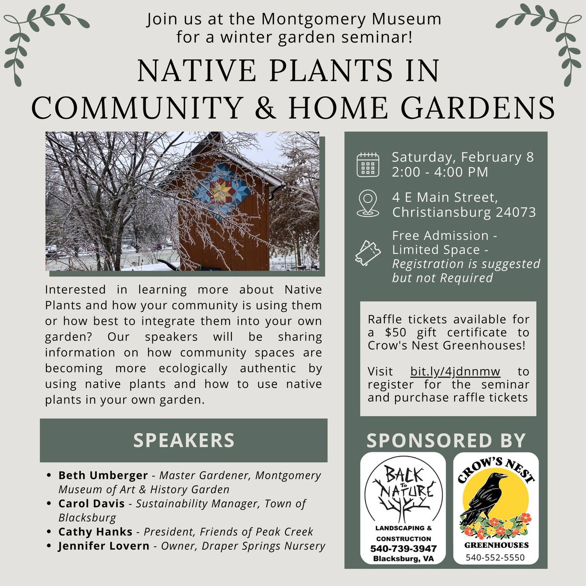 Winter Garden Seminar - "Using Native Plants in Home & Community Gardens"