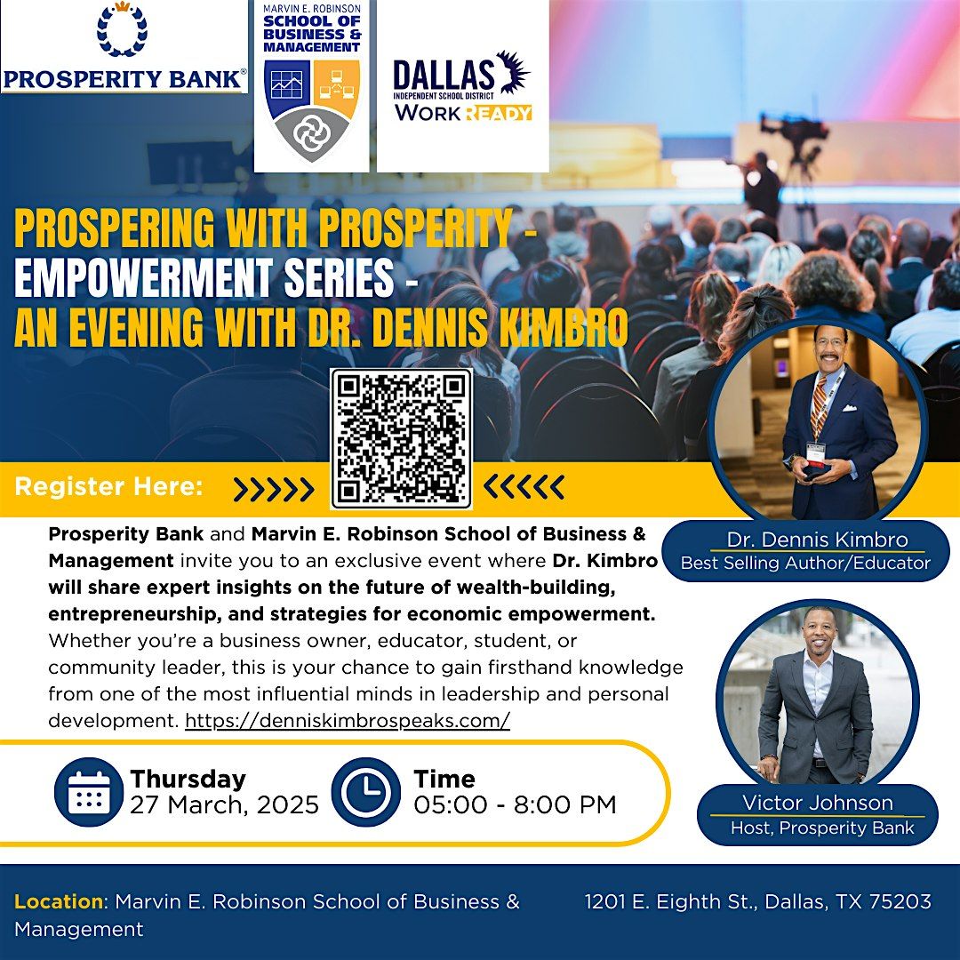 \u201cProspering with Prosperity\u201d \u2013 An evening with Dr. Kimbro