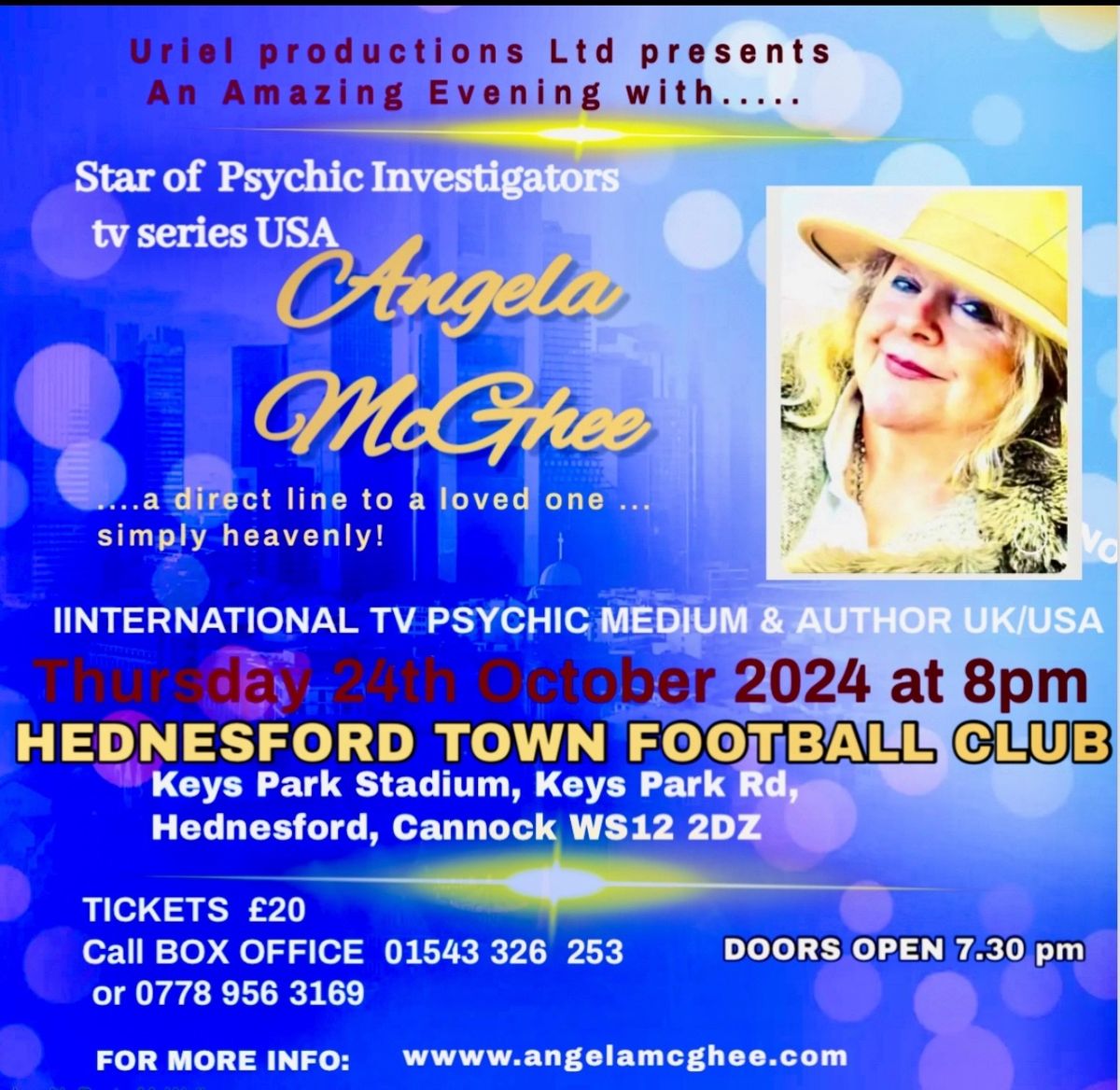 An evening with TV\u2019s Psychic Investigator Angela McGhee 