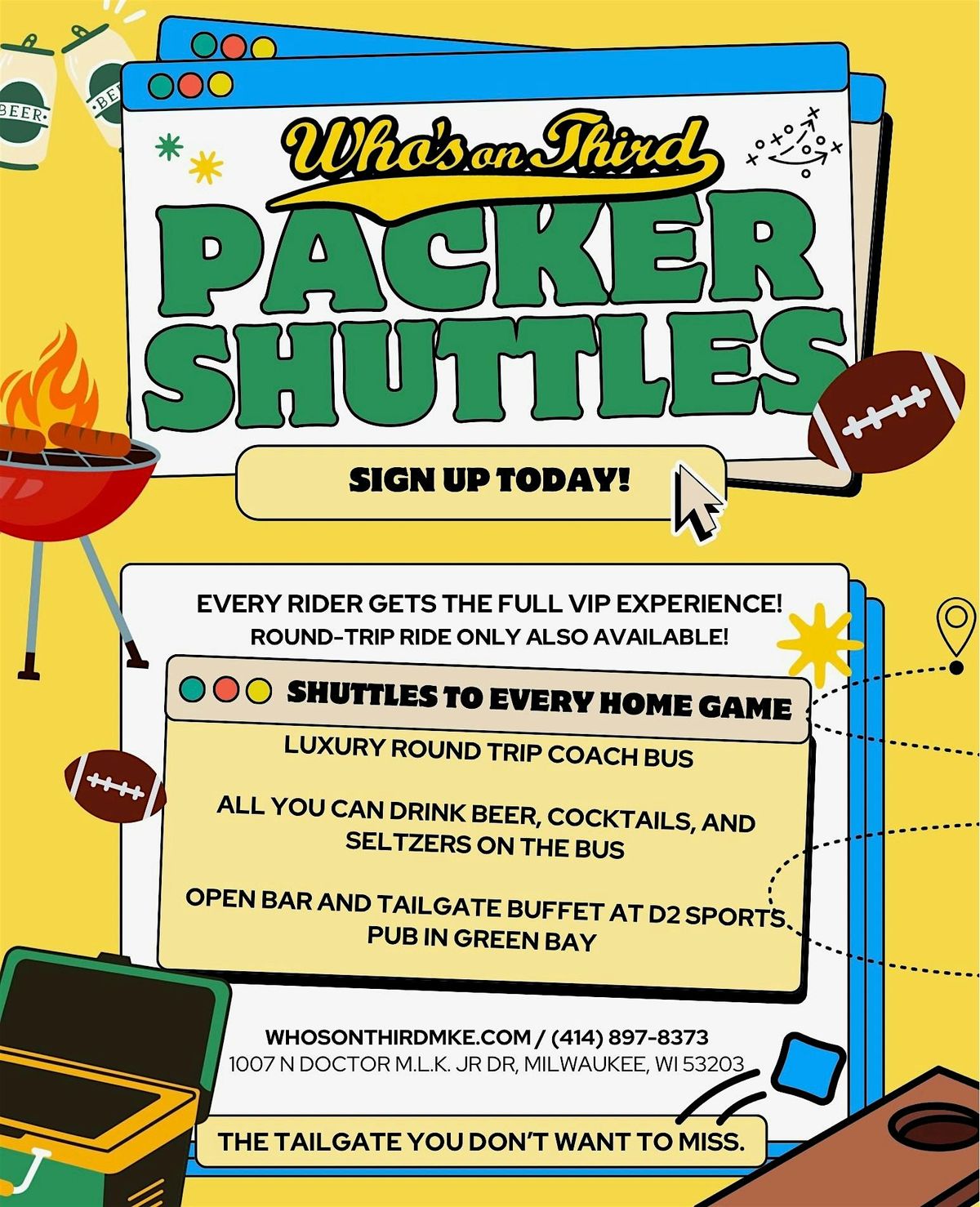 Packers Vs Lions VIP Tailgate Bus Who's on Third