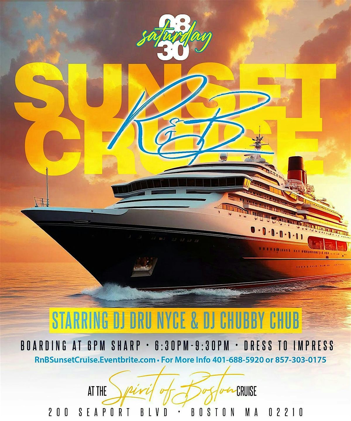 THE RNB SUNSET CRUISE | SAT AUG 30 | DJ DRU NYCE & DJ CHUBBY CHUB