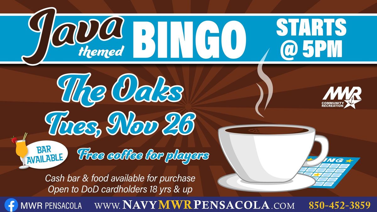 Java themed Bingo