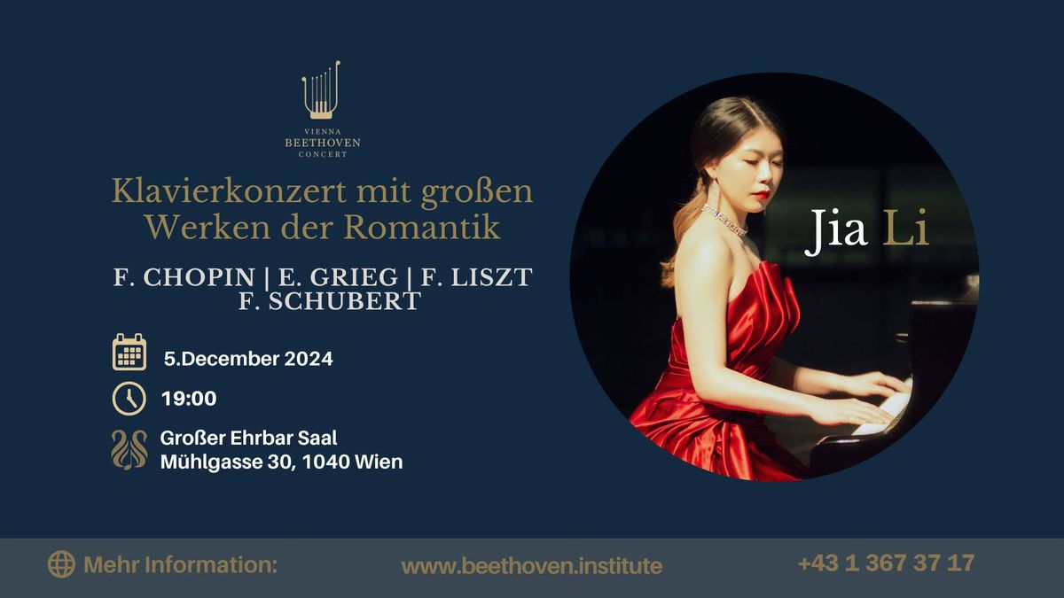 Klavierkonzert von Jia Li mit gro\u00dfen Werken der Romantik