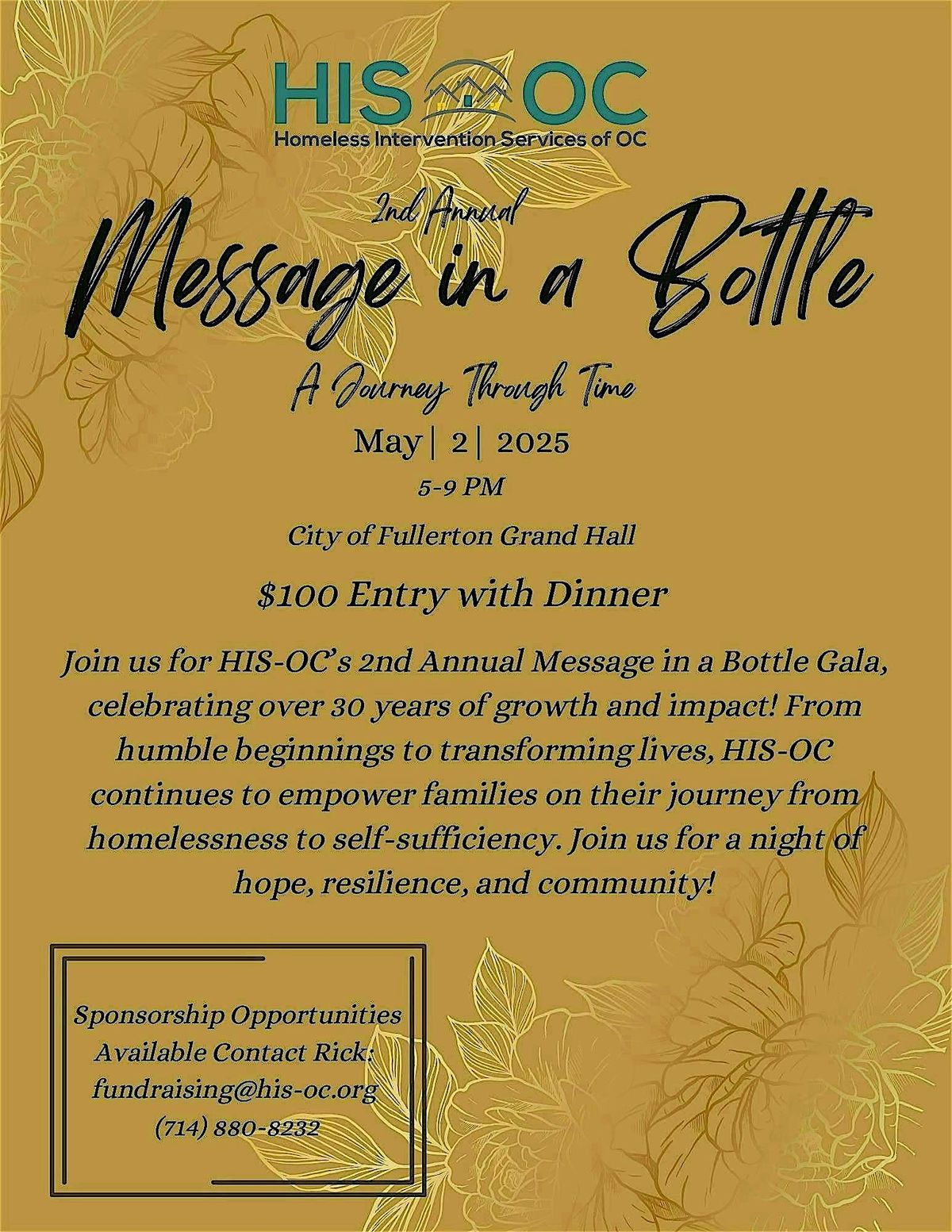 HIS-OC 2nd Annual Message in a Bottle Fundraising Gala