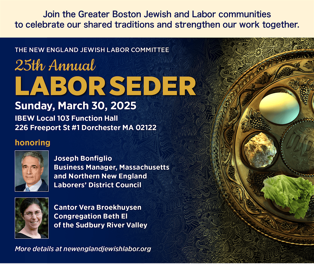 25th Annual Labor Seder - March 30 at IBEW 103 Function Hall