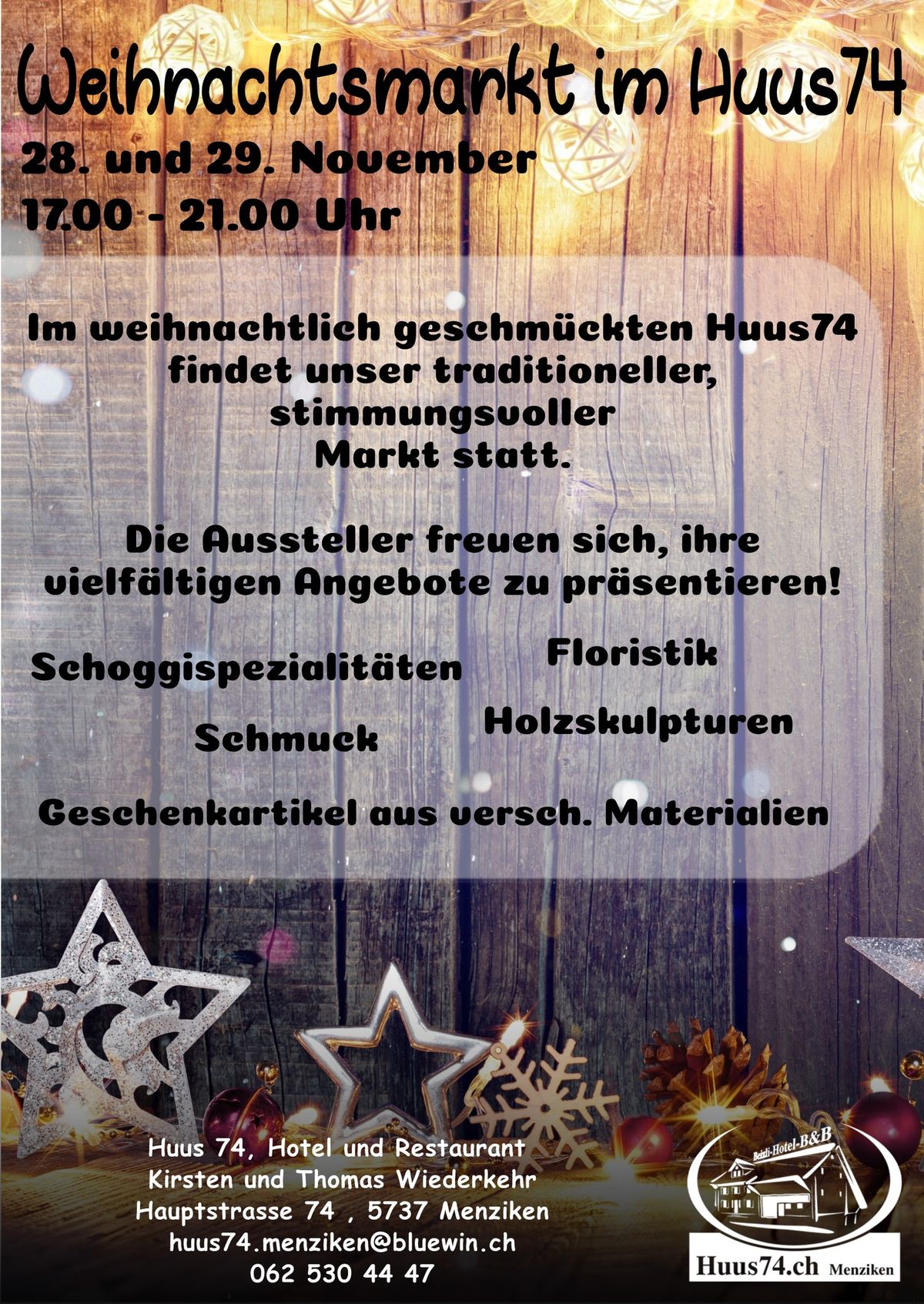 Weihnachtsmarkt im Huus 74