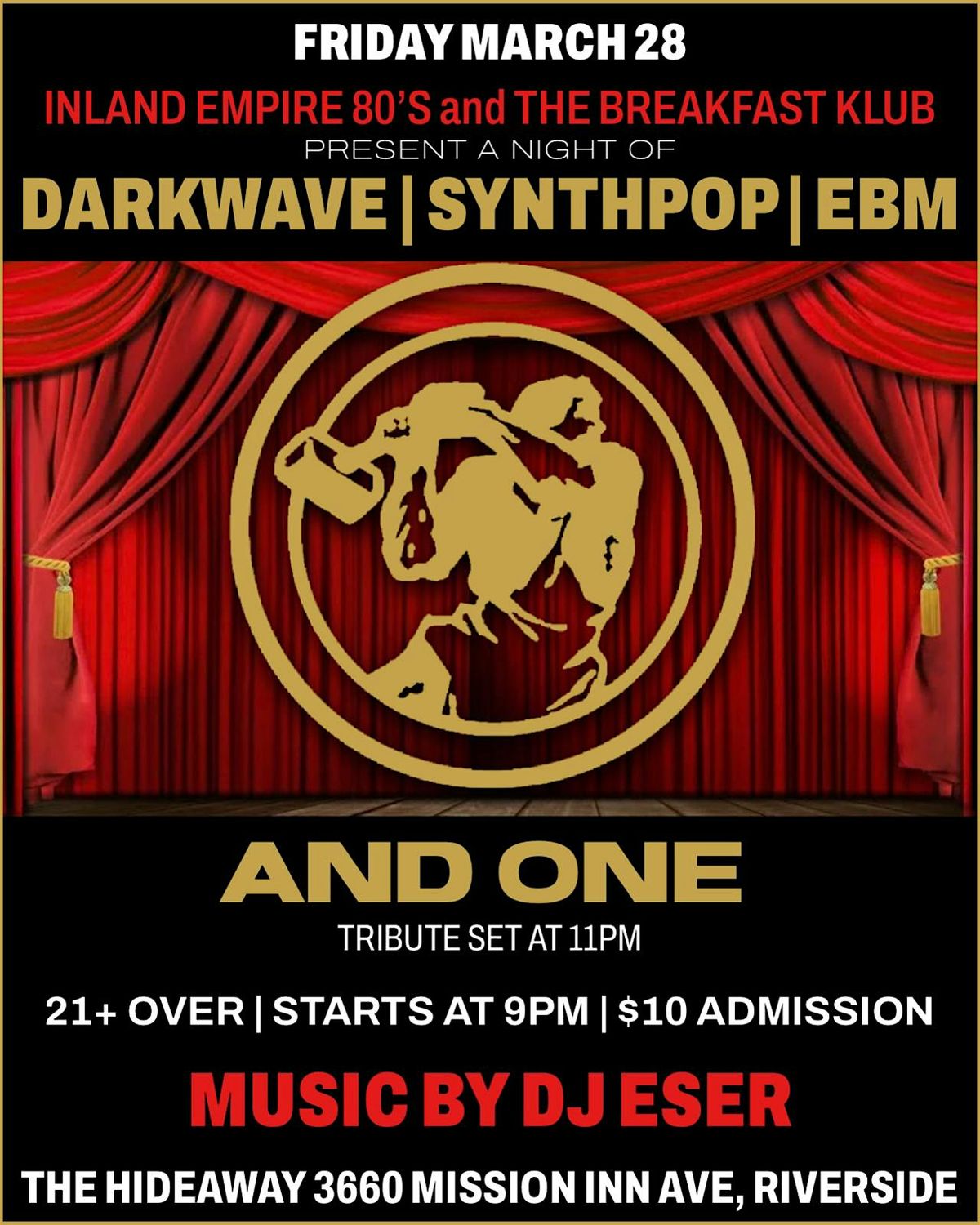 Darkwave | Synthpop | EBM + And One Tribute in Riverside!