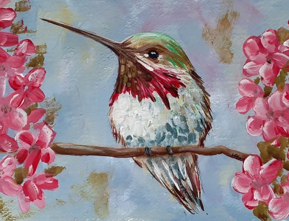 Hummingbird In Springtime Paint & Sip