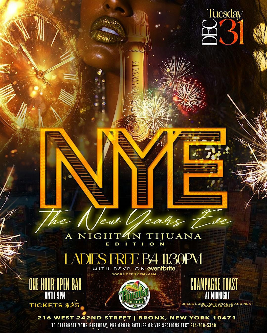 New Year\u2019s Eve party ( One hour open bar )