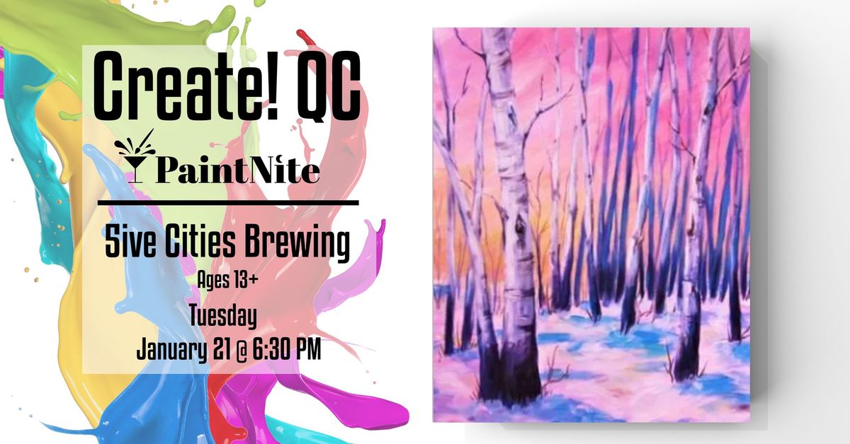 Paint Nite at Five Cities Brewing:  Snowfall Over Birches