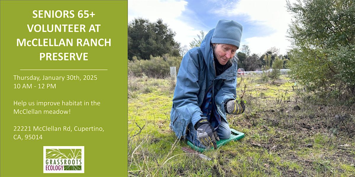 Seniors 65+: Volunteer Outdoors in Cupertino at McClellan Ranch Preserve