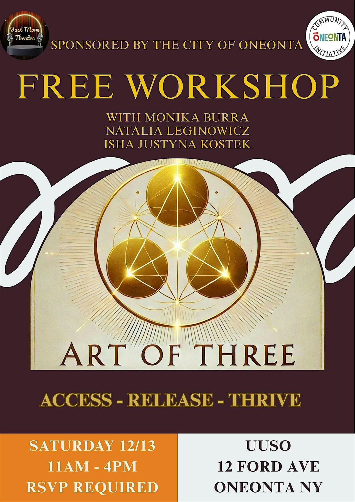 FREE Inner Healing Workshop THE ART OF THREE: Access \u00b7 Release \u00b7 Thrive