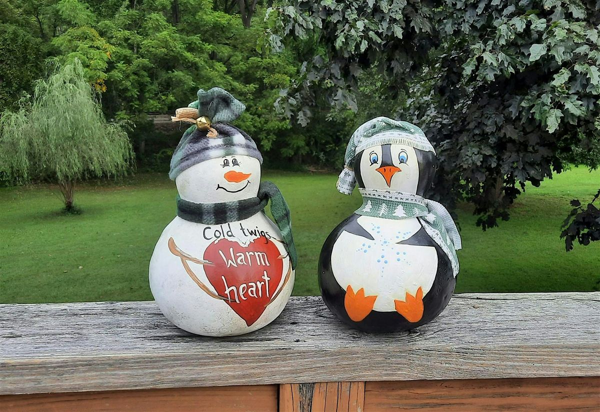 Snowman or Penguin Gourd painting 11\/8