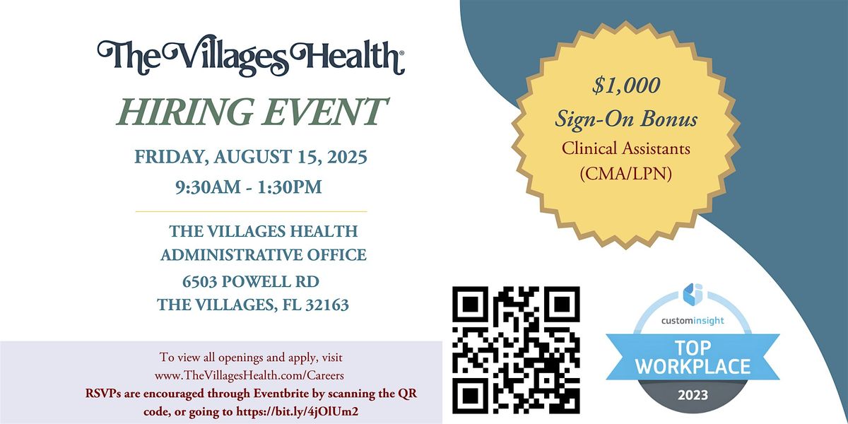 The Villages Health Hiring Event - August 15th