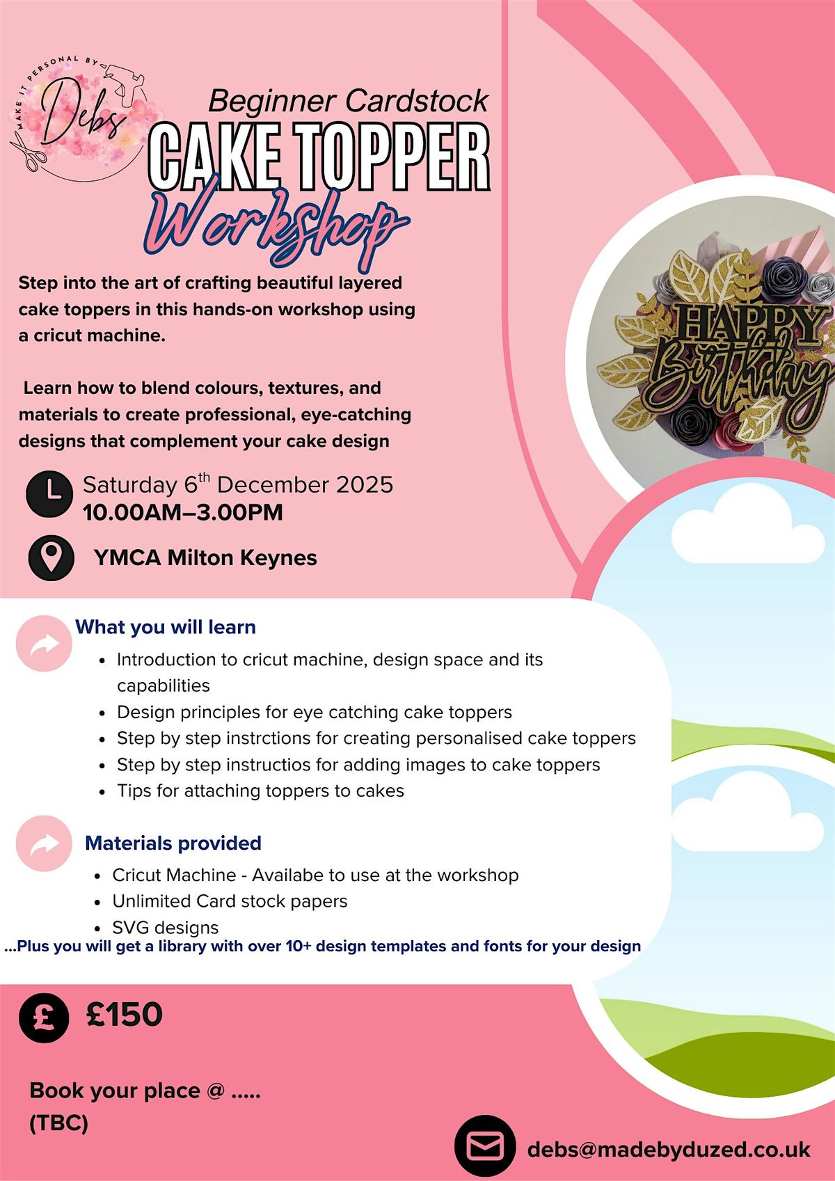 Beginner Cardstock caketopper workshop