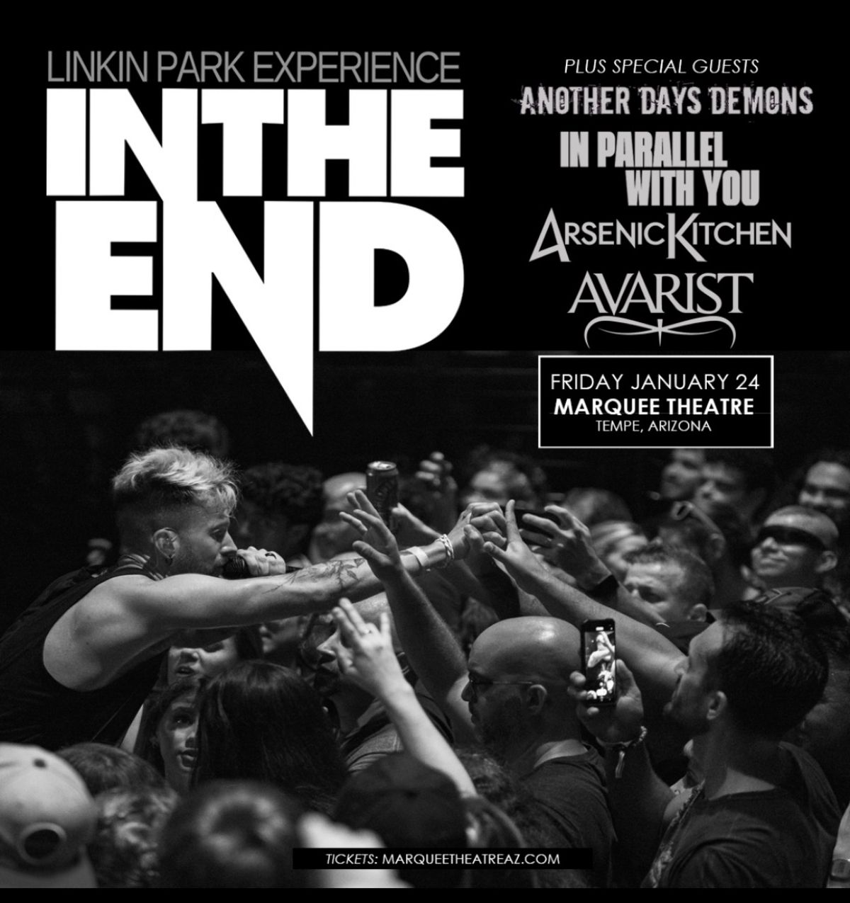 AVARIST @ The Marquee Theatre January 24th w\/Linkin Park Tribute Band In The End 