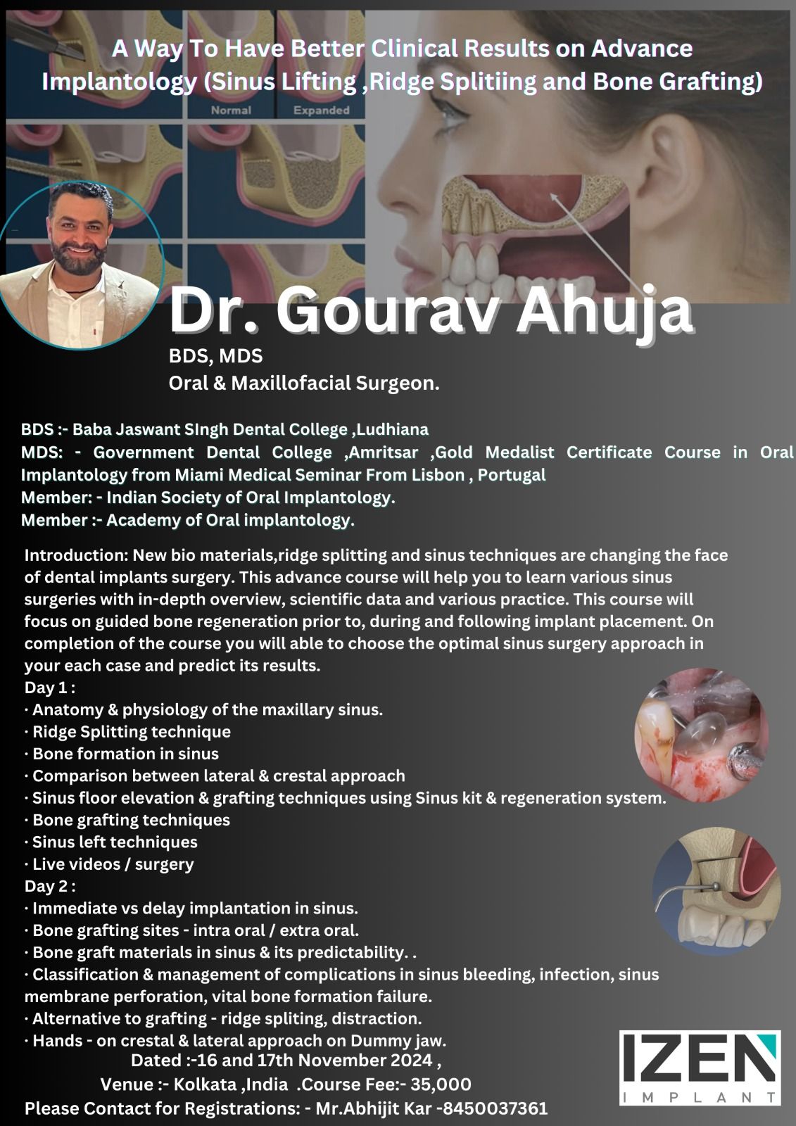 Advanced Dental Implants, Sinus Course, Ridge Split Technique, & Bone Grafting Training