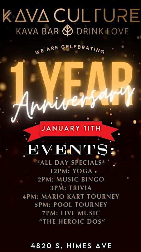 KAVA CULTURE SOUTH TAMPA: 1ST YEAR ANNIVERSARY