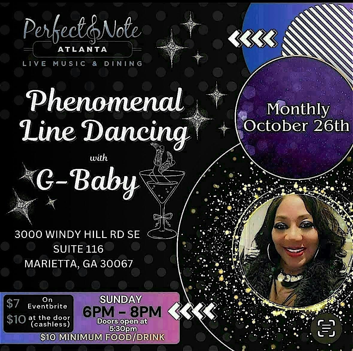 Phenomenal Line Dancing Monthly  - THIS Sunday @  the Perfect Note w\/G Baby