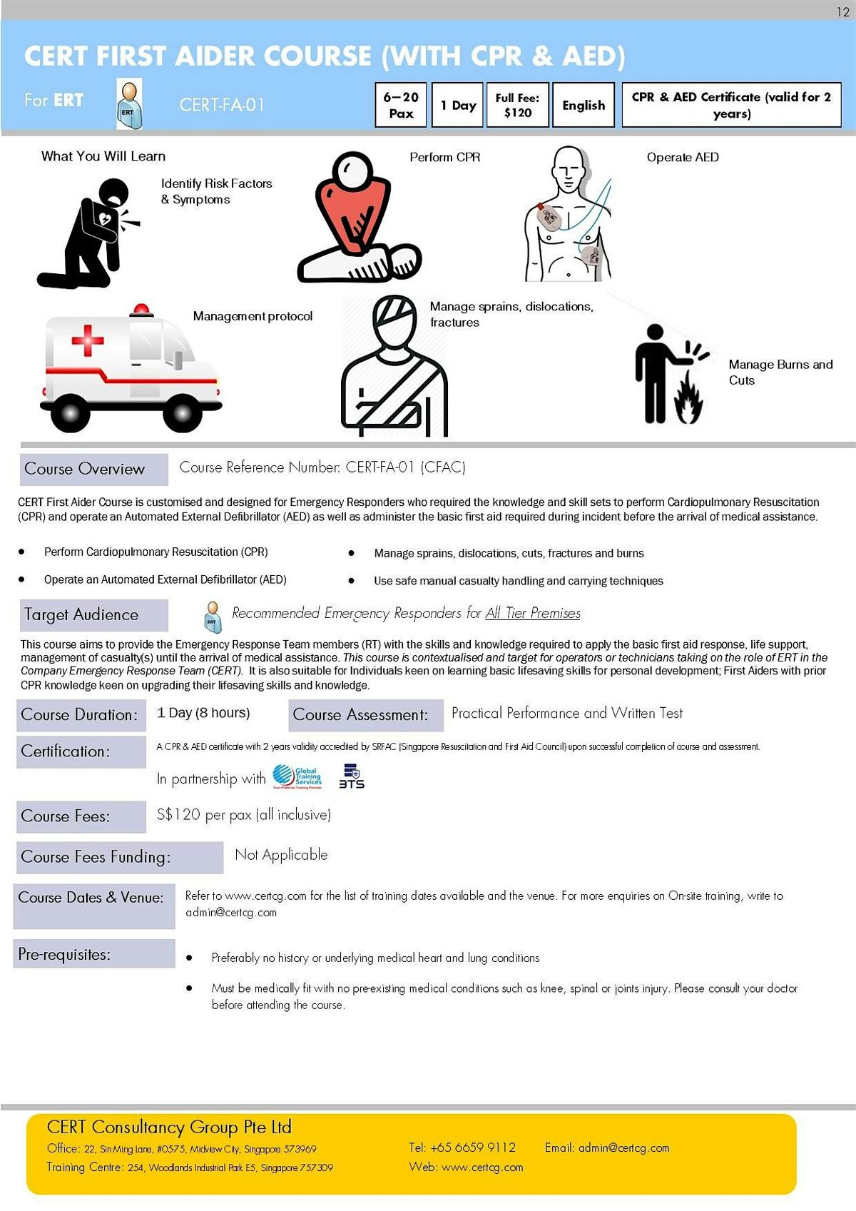 CERT First Aider Course (CFAC) Registration of Interest for Run 413