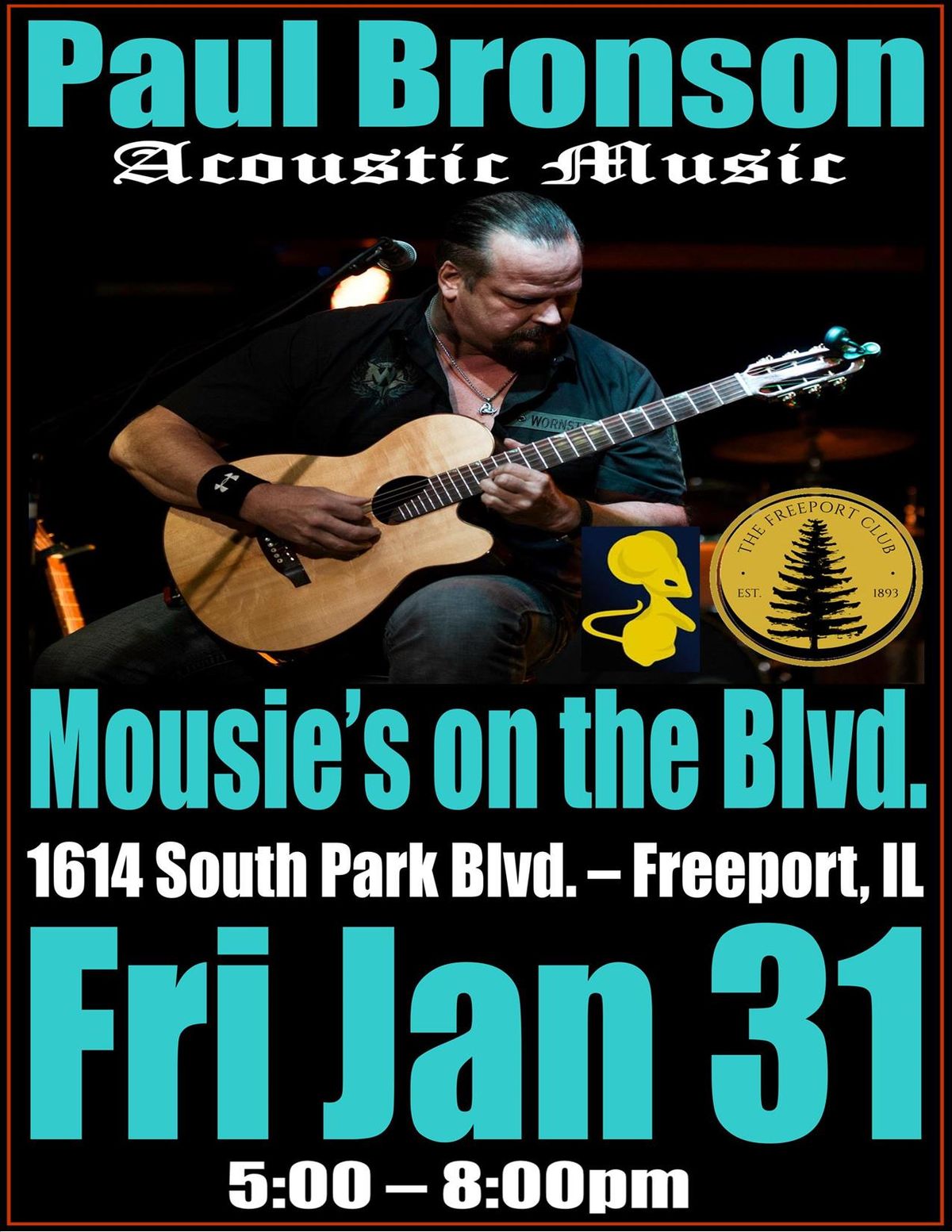 Paul Bronson Acoustic Music @ Mousie's on the Blvd. - Freeport, IL - Friday, January 31st