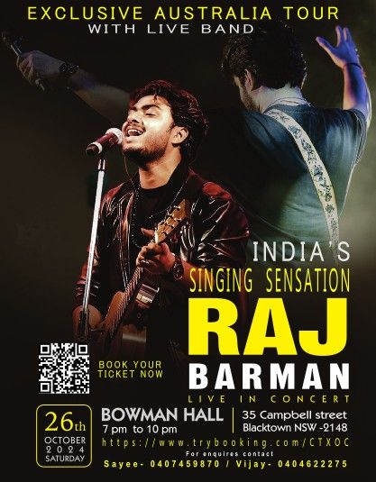 Singing Sensation Raj Barman on Exclusive Australia Tour @ Bowman Hall, Blacktown