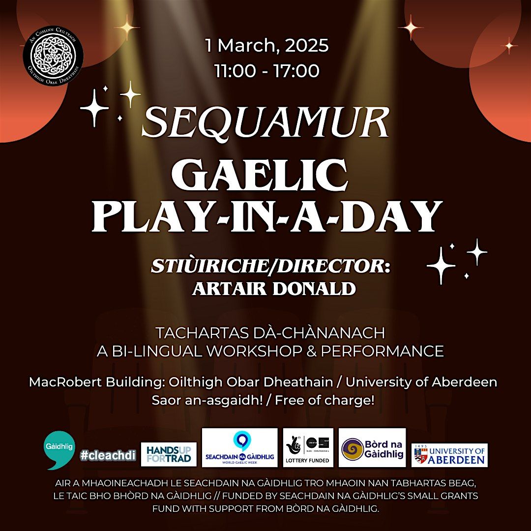 Gaelic Play-in-a-Day: Sequamur - Drama Workshop with Artair Donald