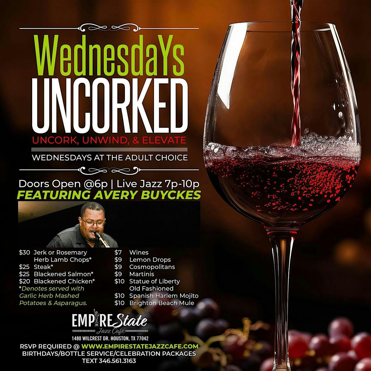 Wednesdays Uncorked: Uncork, Unwind, & Elevate ft saxophonist Avery Buyckes